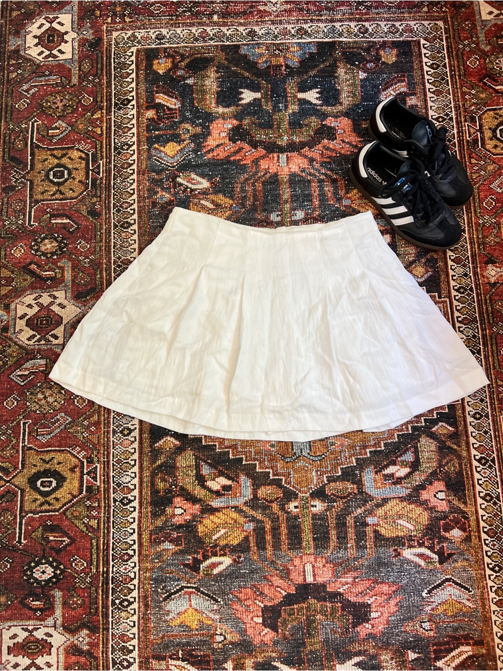 White Pleated Mini Skort